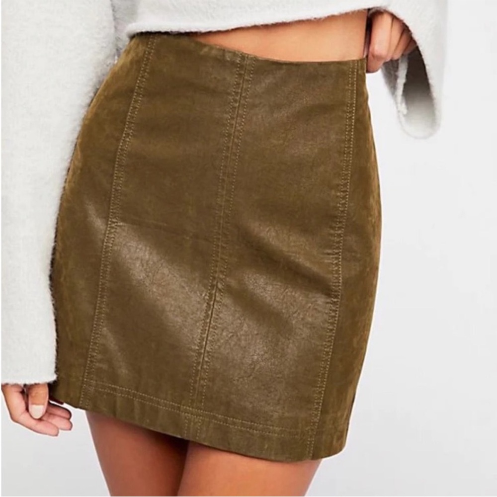 Free People Faux Leather Mini Skirt